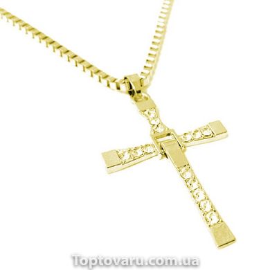 Крест Доминика Торетто с цепочкой Золотистый 1357 фото