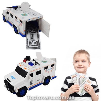 Машинка скарбничка з кодовим замком і відбитком Cash Truck Біла 4056 фото