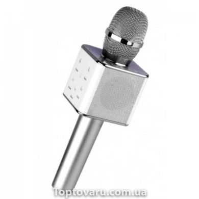 Портативный беспроводной микрофон караоке Q7 + чехол Серебристый NEW фото