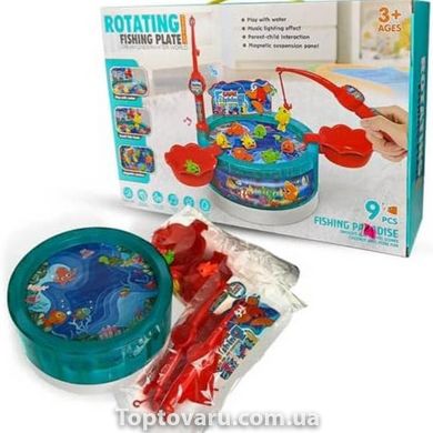 Гра дитяча Рибалка магнітна зі звуком та підсвічуванням Rotating Fishing Plate Червона 17655 фото