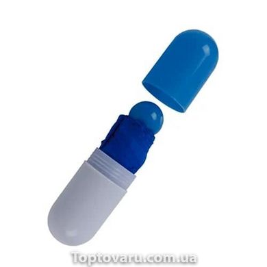 Универсальный зонтик складной с капсулой SUNROZ Pill Box Umbrella Синий 2729 фото