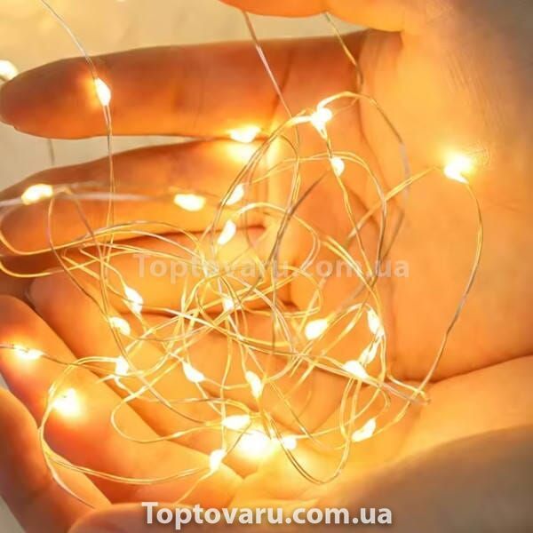 Гірлянда роса лінійна внутрішня світлодіодна 100м 1000LED з пультом USB Тепле світло, сірий дріт 32502 фото