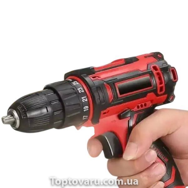 Шуруповерт акумуляторний з насадками KRAFFTEC 24V Чорний з червоним 37429 фото