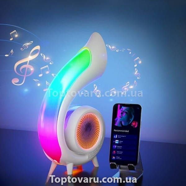 Ночник с часами и Bluetooth колонкой G69 Pro LED Lyrics Белая 20963 фото