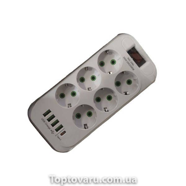 Сетевой фильтр с USB (6&times;220В+4&times;USB+1&times;Type-C) D6L 3 метра Белый 34537 фото