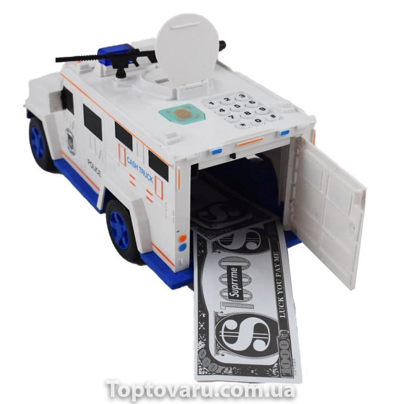 Машинка копилка с кодовым замком и отпечатком Cash Truck Белая 4056 фото