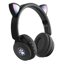 Бездротові навушники Bluetooth з котячими вушками ST-77M Чорні 9594 фото