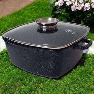 Кастрюля квадратная с антипригарным покрытием и крышкой 24см 4,5л Тор Kitchen ТК00055 Черная 24066 фото