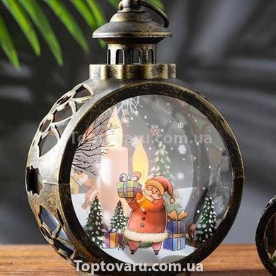 Ліхтар новорічний декоративний круглий Дід мороз S-7117 Чорний 12481 фото