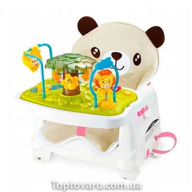 Стільчик для годування + ігровий 2в1 Ведмедик Happycute Baby Рожевий 15428 фото