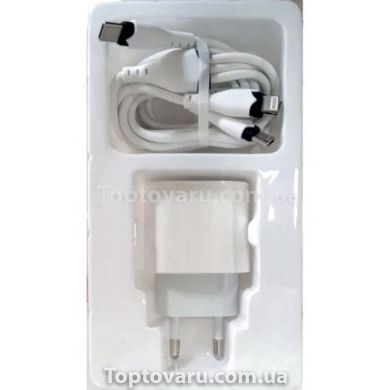 Адаптер з кабелем на 3 роз'єми 20W USB-С Power Adapter Білий 14498 фото