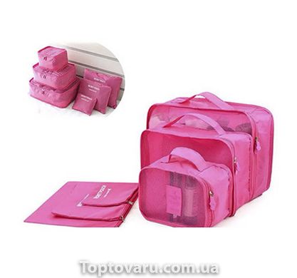 Органайзер дорожного комплекта 6шт Travel Organiser Kit Розовый 6346 фото