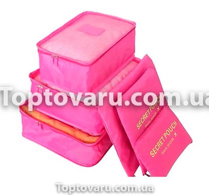 Організатор дорожнього комплекту 6шт Travel Organiser Kit Рожевий 6346 фото