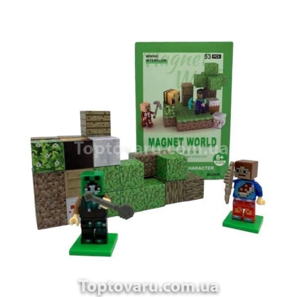 Конструктор магнитный 53 детали Minecraft Magnet WORLD S001-1 Разноцветный 32219 фото