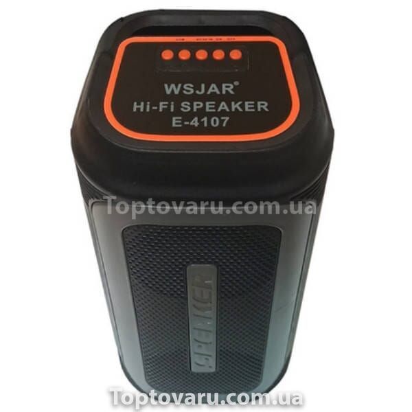 Колонка портативная аккумуляторная с подсветкой 38*16*15,5 см E4107 BT Черная 23027 фото