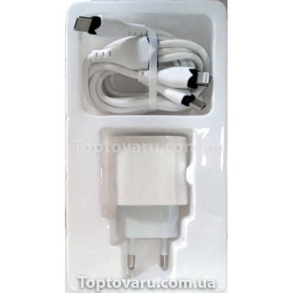Адаптер з кабелем на 3 роз'єми 20W USB-С Power Adapter Білий 14498 фото