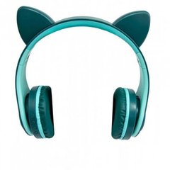 Беспроводные наушники Bluetooth с кошачьими ушками LED YW-018 Зеленые 18133 фото