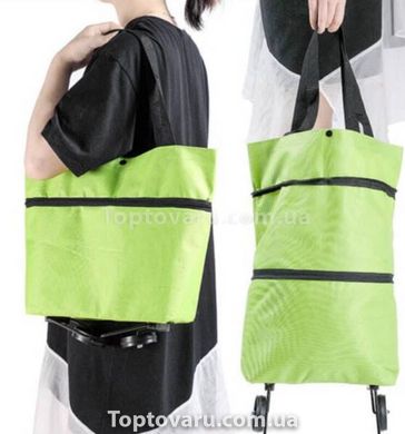 Складная сумка–трансформер 2в1 Шоппер на колесиках Зеленая 9360 фото