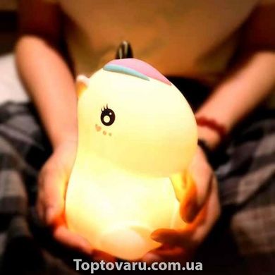 Детский силиконовый ночник Единорог с сенсорным управлением меняющий цвет 2895 фото