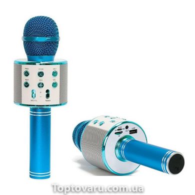 Караоке - микрофон WS 858 microSD FM радио Голубой 6983 фото