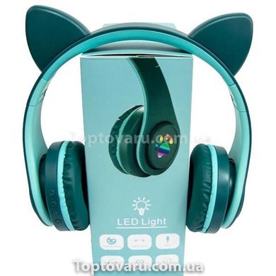 Бездротові навушники Bluetooth з котячими вушками LED YW-018 Зелені 18133 фото