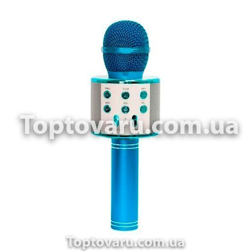 Караоке - микрофон WS 858 microSD FM радио Голубой 6983 фото