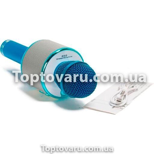 Караоке - микрофон WS 858 microSD FM радио Голубой 6983 фото
