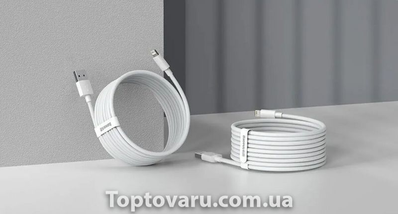 Кабель Baseus Simple Wisdom Data Cable Kit USB to iP 2.4A (2PCS/Set)1.5m White TZCALZJ-02-00001 фото