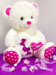 Плюшевый мишка Белый большой с розовыми лапками в подарочной упаковке NEW фото