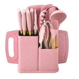 Набір кухонного приладдя 19 предметів Kitchenware Set Рожевий 18135 фото