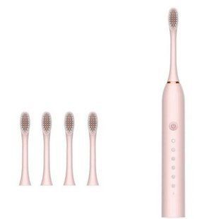 Зубна щітка електрична 4 насадки SONIC TOOTHBRUSH X-3 Рожева 20147 фото