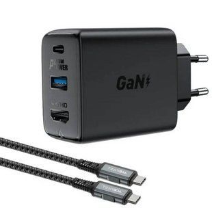 Мережевий зарядний пристрій ACEFAST A17 65W GaN multi-function HUB charger set Чорне 19751 фото