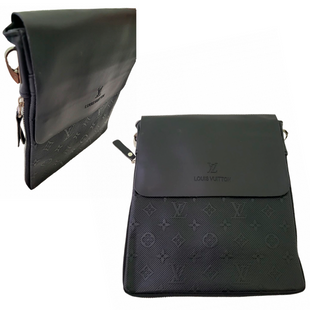 Чоловіча сумка-планшет через плече Louis Vuitton Чорна 8416 фото