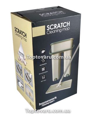 Комплект для уборки ведро и швабра с отжимом Scratch 8л Бежево-серый 3191 фото