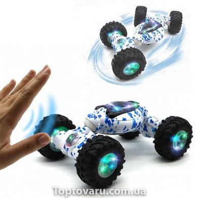 Детская трюковая машинка перевертыш Storm Climbing Car управление рукой Белая с синим 2276 фото