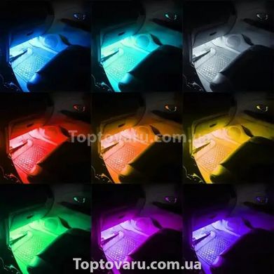 Светодиодная подсветка салона авто RGB led - подсветка ног в авто от прикуривателя Bluetooth APP, 4 х 22см, 10247 фото