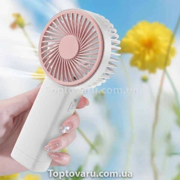 Вентилятор ручний акумуляторний Jisulife mini portable fan F2B Білий з рожевим 32605 фото