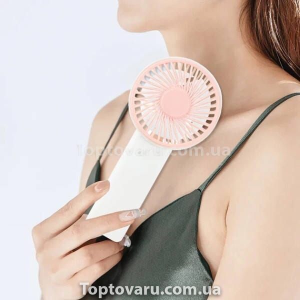 Вентилятор ручний акумуляторний Jisulife mini portable fan F2B Білий з рожевим 32605 фото