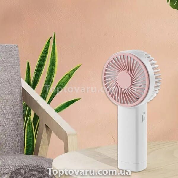 Вентилятор ручний акумуляторний Jisulife mini portable fan F2B Білий з рожевим 32605 фото