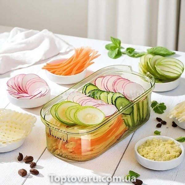 Ручна овочерізка слайсер із зручною ручкою 4в1 multifuncrion vegetable Cutter Зелена 26136 фото