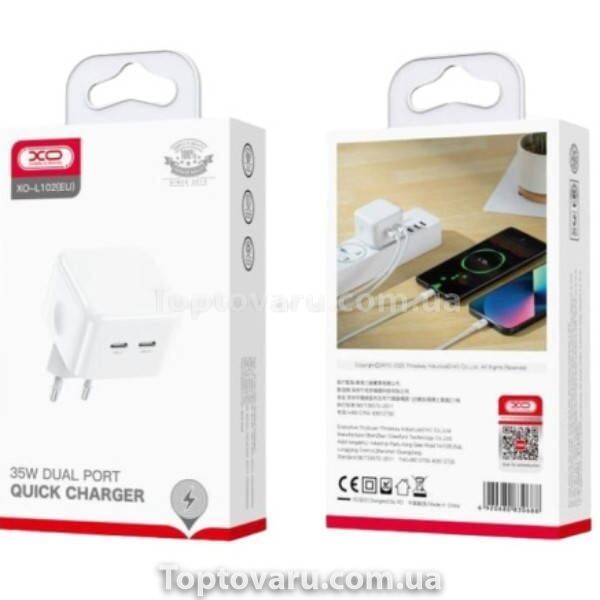 Сетевое зарядно устройство на два входа Type-c XO L105 35W 35W Fast Charger Белое 19700 фото