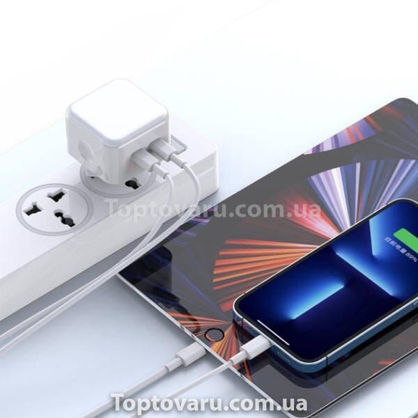 Сетевое зарядно устройство на два входа Type-c XO L105 35W 35W Fast Charger Белое 19700 фото