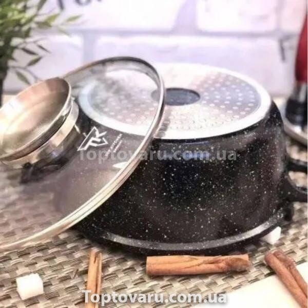 Кастрюля круглая с антипригарным покрытием и крышкой 20см 2,49л Тор Kitchen ТК0005 Черная 24068 фото