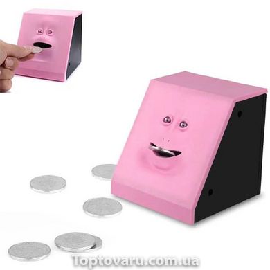 Копилка Жующая Монеты с Лицом Face Piggy Bank Розовая 4068 фото
