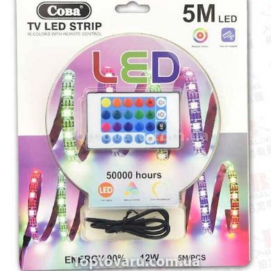 Стрічка світлодіодна 5м LED Tape COBA CB5050 RGB від USB з пультом 14043 фото