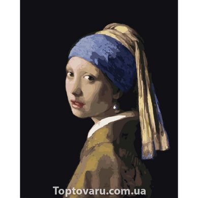 Картина за номерами Strateg ПРЕМІУМ Дівчина з перловою сережкою з лаком розміром 40х50 см (SY6635) SY6635-00002 фото