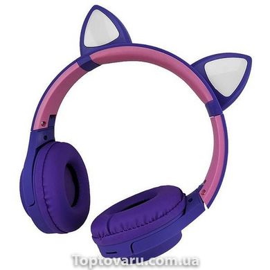 Навушники безпровідні LED з котячими вушками і підсвічуванням Фіолетові 6985 фото