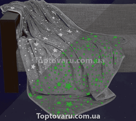 Дитяча флуоресцентна ковдра Зірки Magic Blanket 100Х150 Сіра 12093 фото