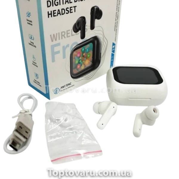 Бездротові навушники з дисплеєм LX10 TWS Earbuds LED White 23545 фото