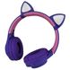 Навушники безпровідні LED з котячими вушками і підсвічуванням Фіолетові 6985 фото 1